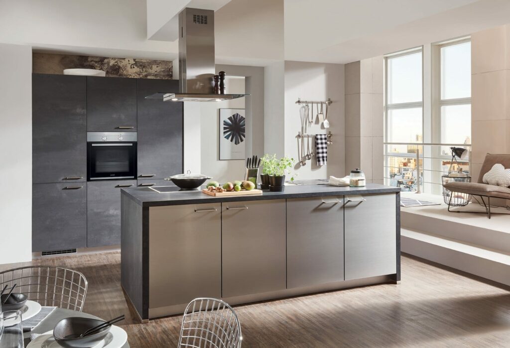 Nobilia Ceramic Metallic Kitchen With Island 2021 1 | German Kitchen Outlet Chester, Chester