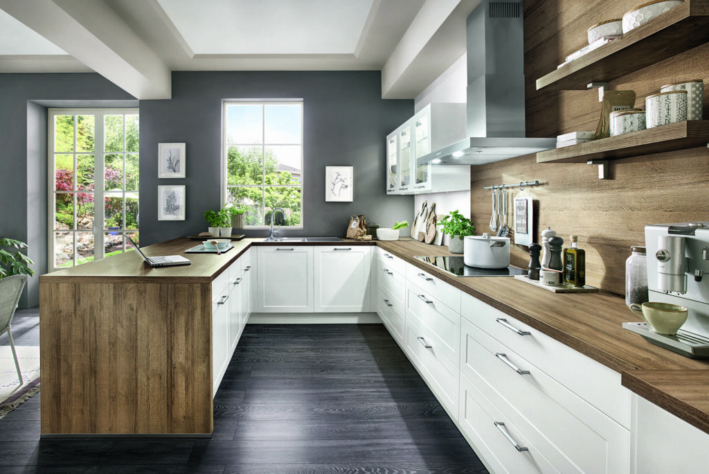 Nobilia Matt White Wood Shaker U Shaped Kitchen 2021 | German Kitchen Outlet Chester, Chester