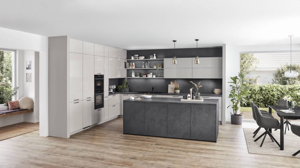 Nobilia Concrete Island Grey Kitchen 2 | German Kitchen Outlet Chester, Chester