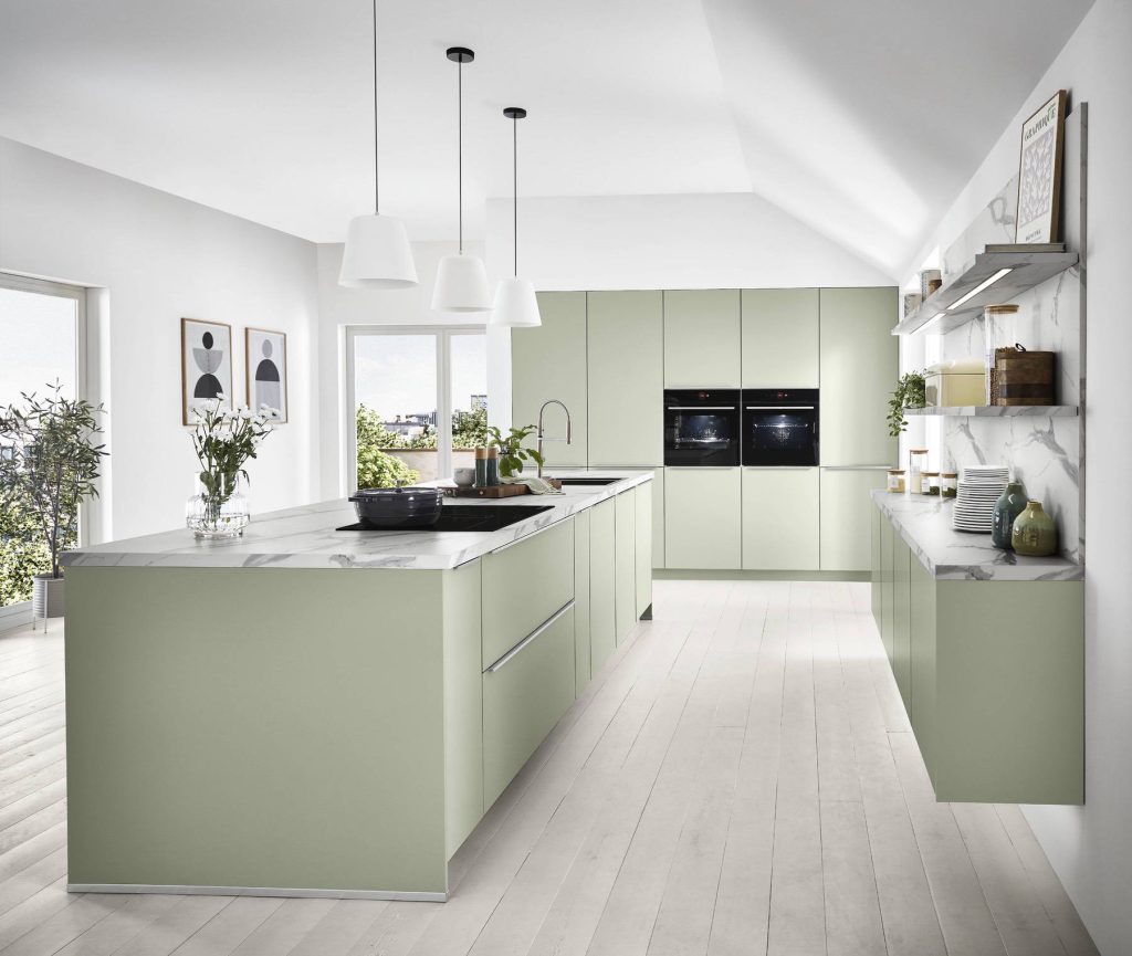 Nobilia Light Green Matt Kitchen 1 | German Kitchen Outlet Chester, Chester