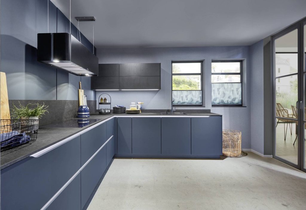 Nobilia Vibrant Blue Kitchen L Shape 1 1 | German Kitchen Outlet Chester, Chester