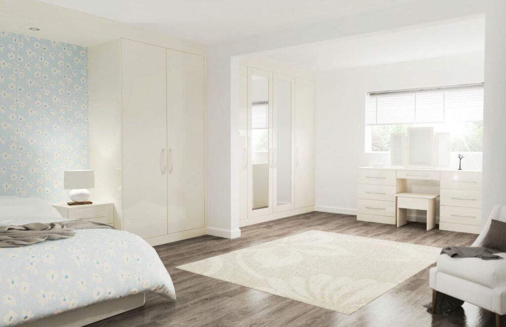 Austerhouse Modern High Gloss Jasmine Bedroom | Castle Bedrooms, Nottingham