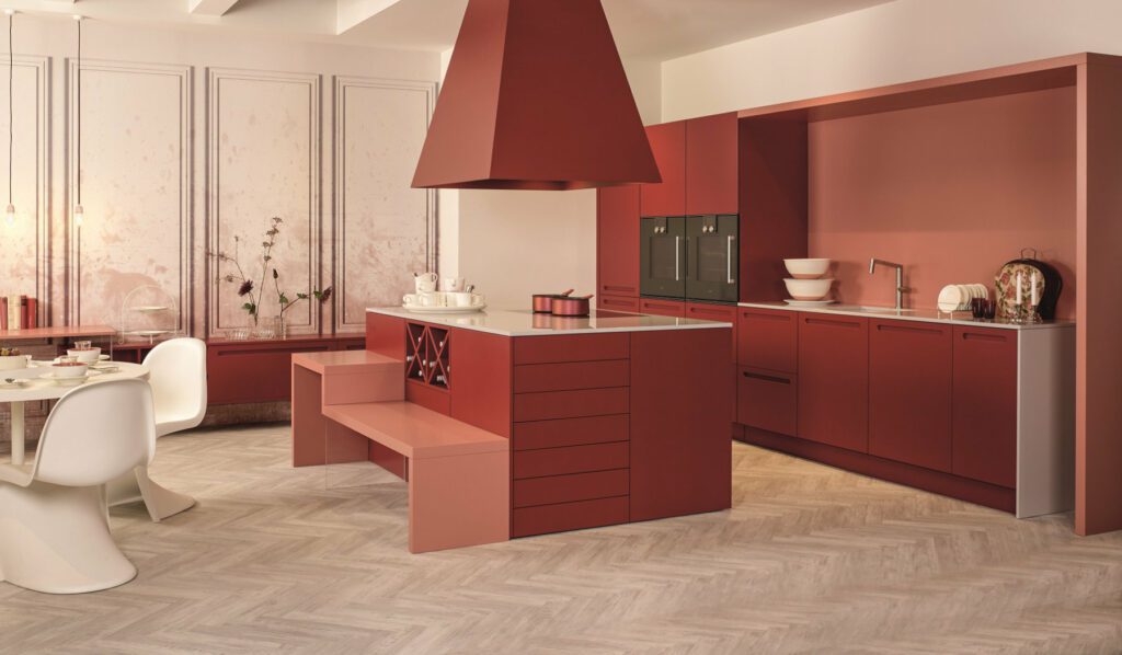 Kh Kitchens Red Matt Open Plan Kitchen | Kitchen Lifestyles, Hampshire