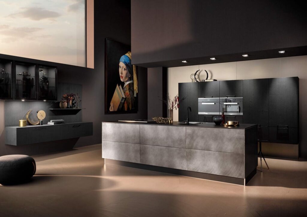 Dark Modern Kitchen With Stone Island | Coleroberts, Loughborough
