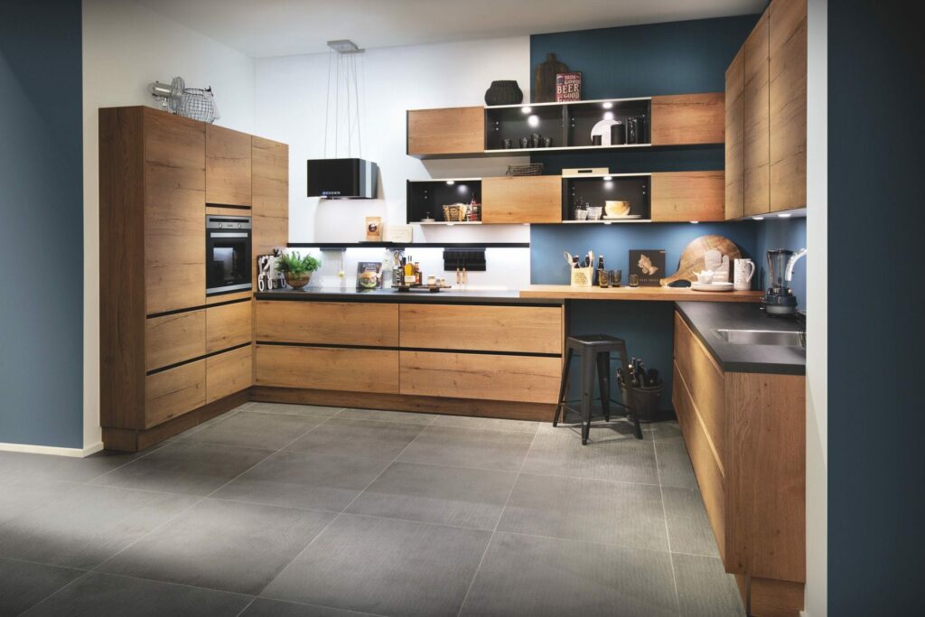 Handleless Wood U Shaped Kitchen 1 | Coleroberts, Loughborough
