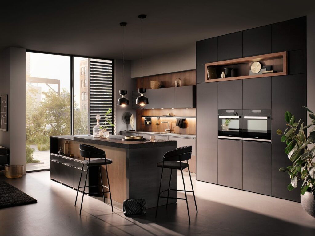 Modern Dark Handleless Kitchen With Island | Coleroberts, Loughborough