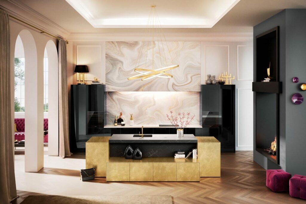 Modern Kitchen With Gold Island | Coleroberts, Loughborough