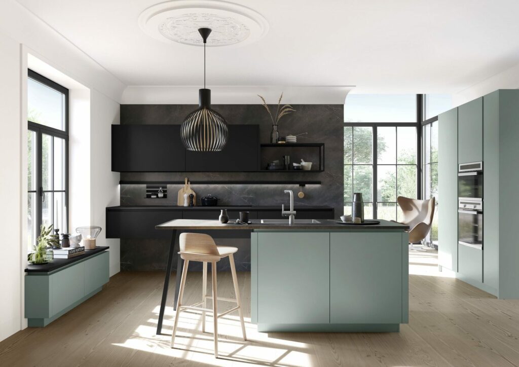 Pastel Matt Kitchen With Island | Coleroberts, Loughborough