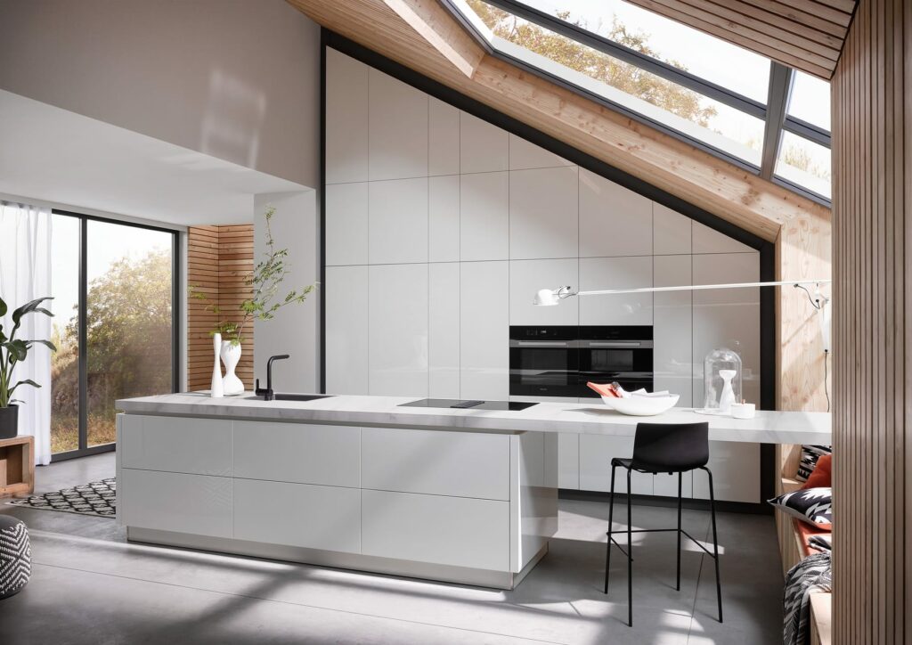 White Gloss Handleless Kitchen With Island | Coleroberts, Loughborough