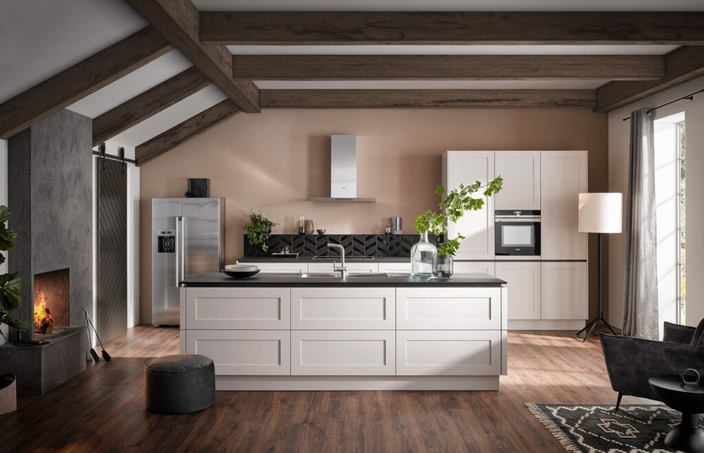 White Shaker Open Plan Kitchen With Island | Coleroberts, Loughborough