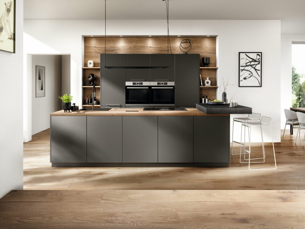 Sheffield Kitchen Showroom Nobilia German Kitchens By Square   Nobilia Charcoal Matt Handleless Kitchen 3 1024x768 