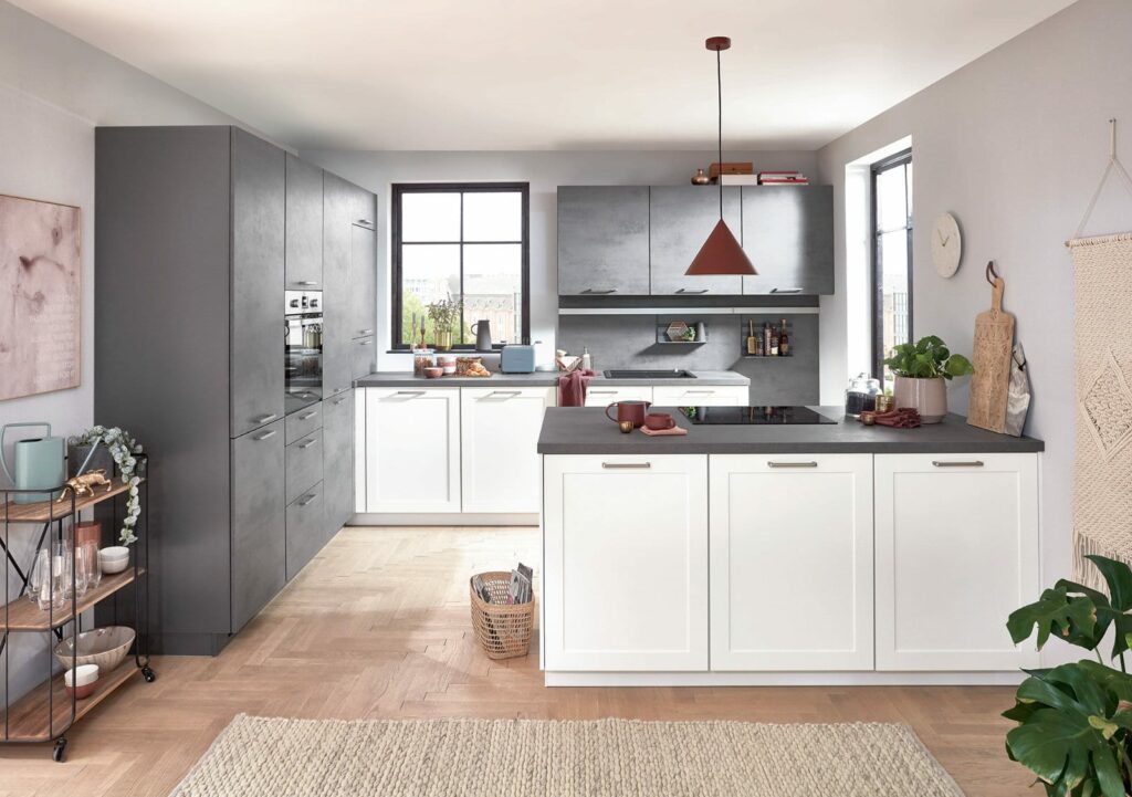 Nobilia Matt White Concrete Compact Shaker Kitchen 2021 | Nobilia German Kitchens by Square, Sheffield