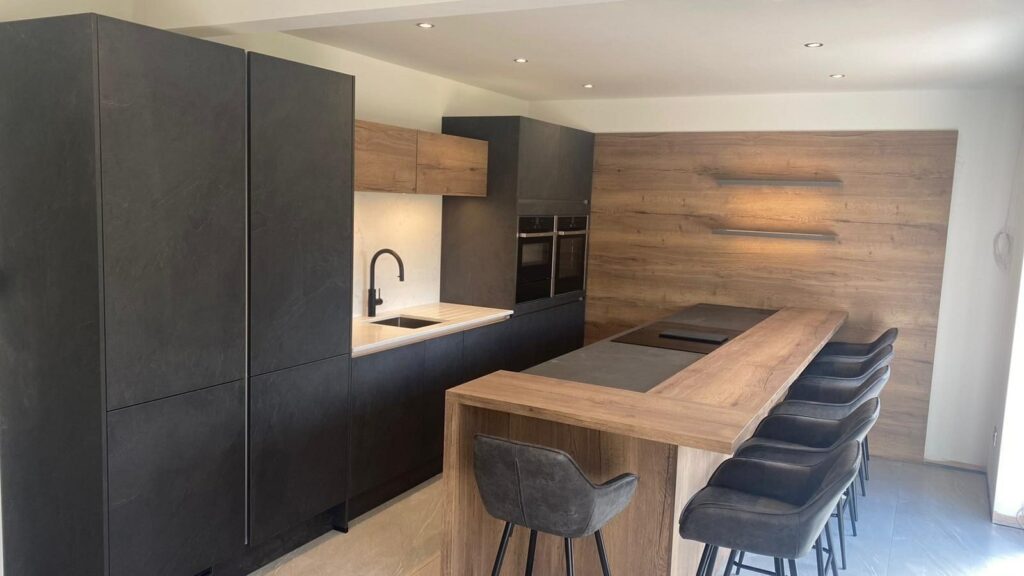 Nobilia Kitchens Slate Grey Havanna Oak Laminate And Quartz Worktops 2 | Nobilia German Kitchens by Square, Sheffield