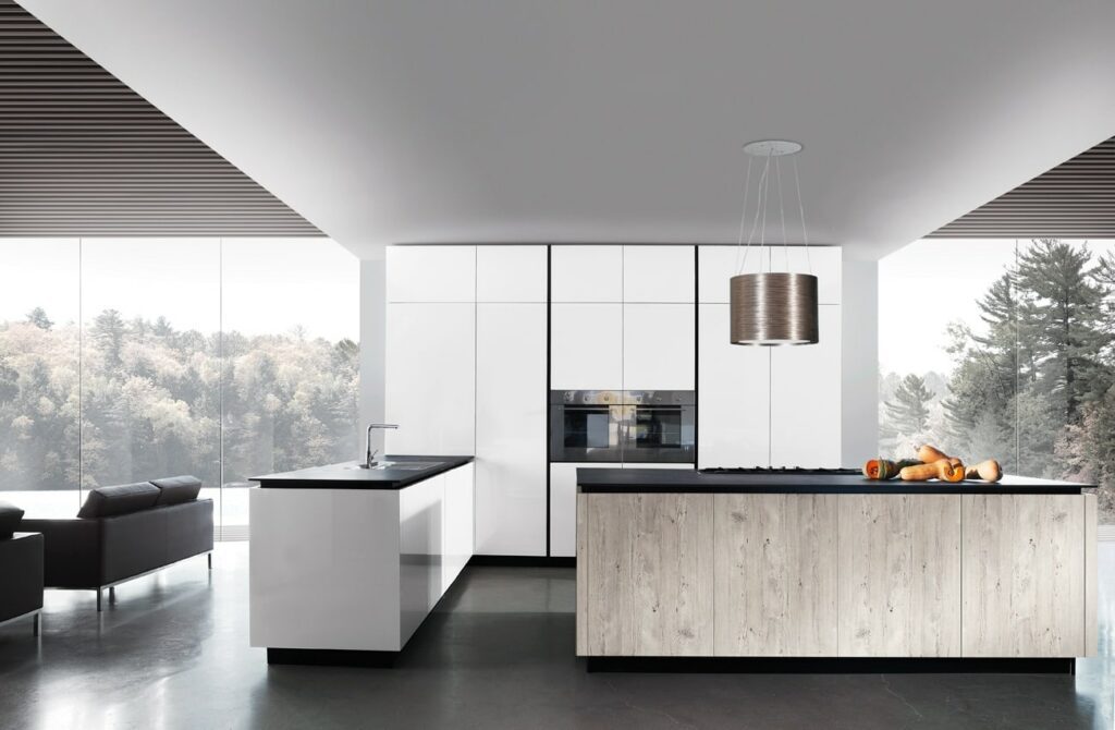 Miton Handleless Kitchen With Wood Island | Square Kitchens At Ponsford, Sheffield