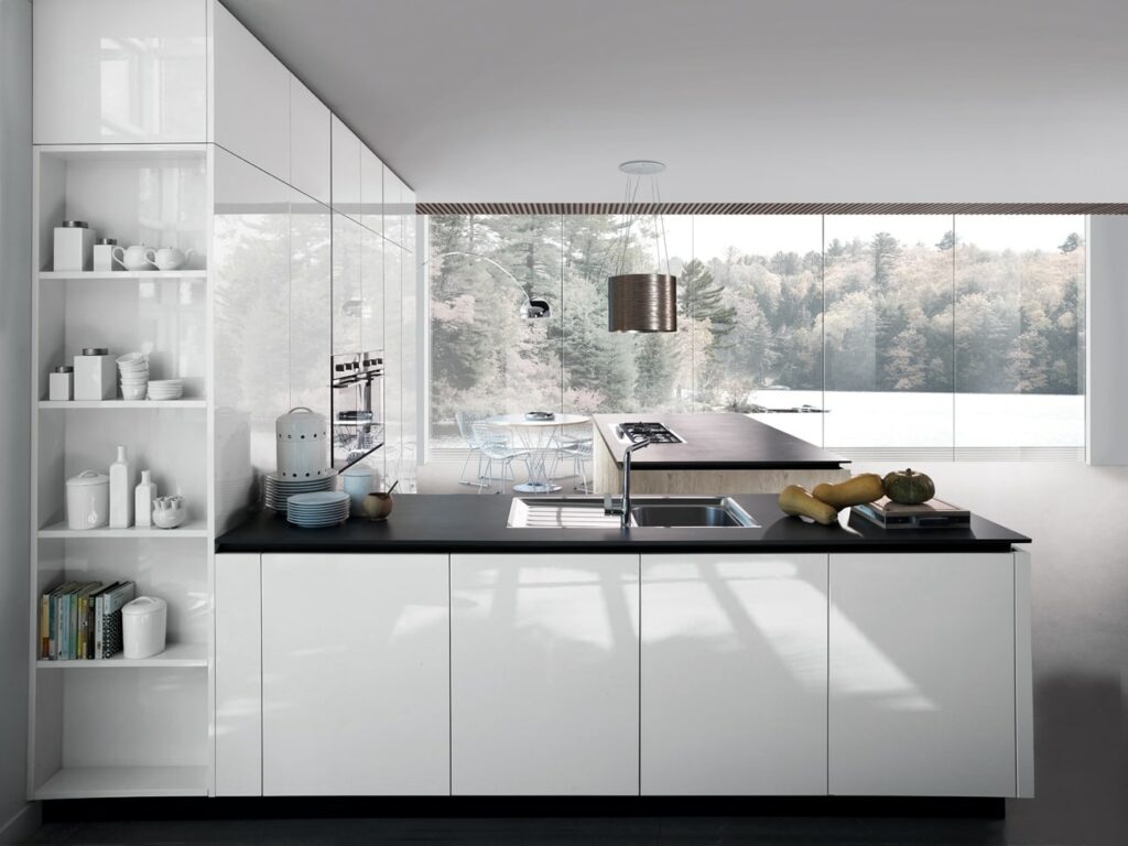 Miton White Gloss Handleless Kitchen | Square Kitchens at Ponsford, Sheffield