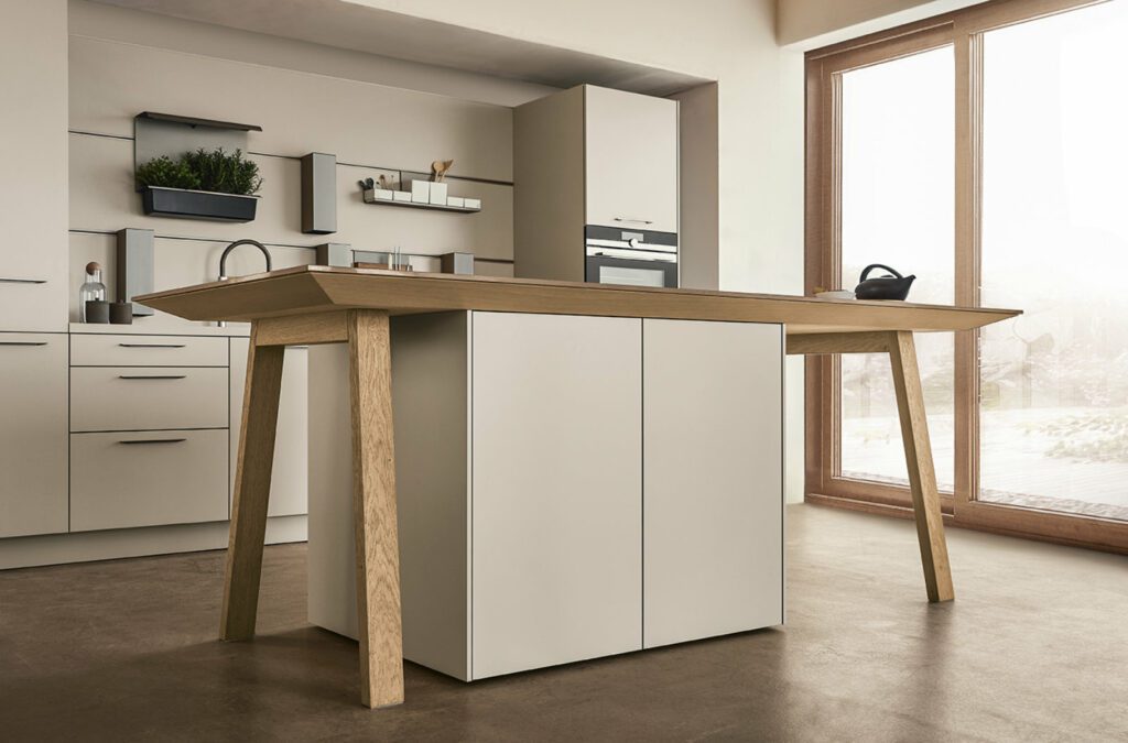 Next125 Matt Cashmere Kitchen With Island | Square Kitchens At Ponsford, Sheffield