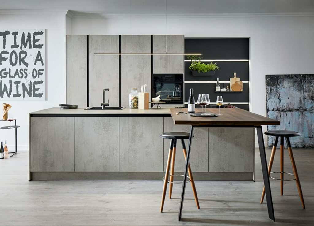 Schuller Concrete Modern Kitchen With Island 2 | Square Kitchens At Ponsford, Sheffield