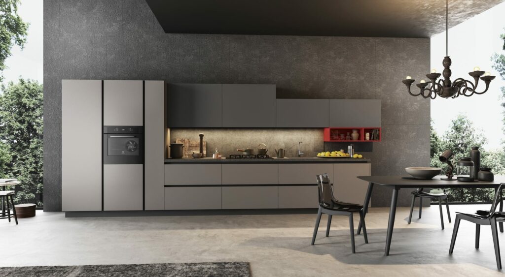 Arredo3 Modern Metallic Handleless Kitchen | Pieve Interiors, Paisley
