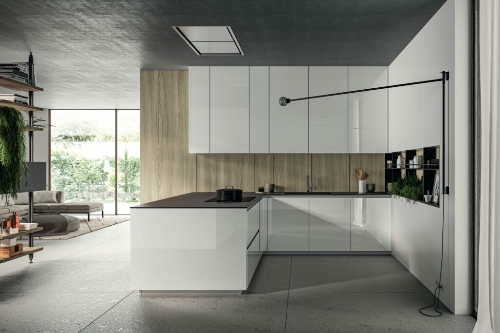 Arredo3 U Shaped Gloss Handleless Kitchen | Pieve Interiors, Paisley