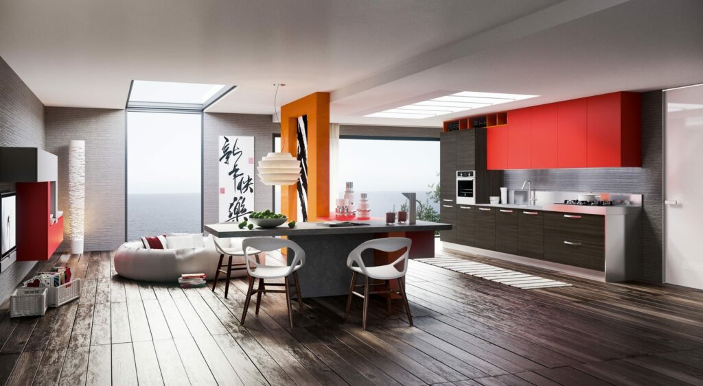 Arredo3 Vibrant Open Plan Kitchen | Pieve Interiors, Paisley