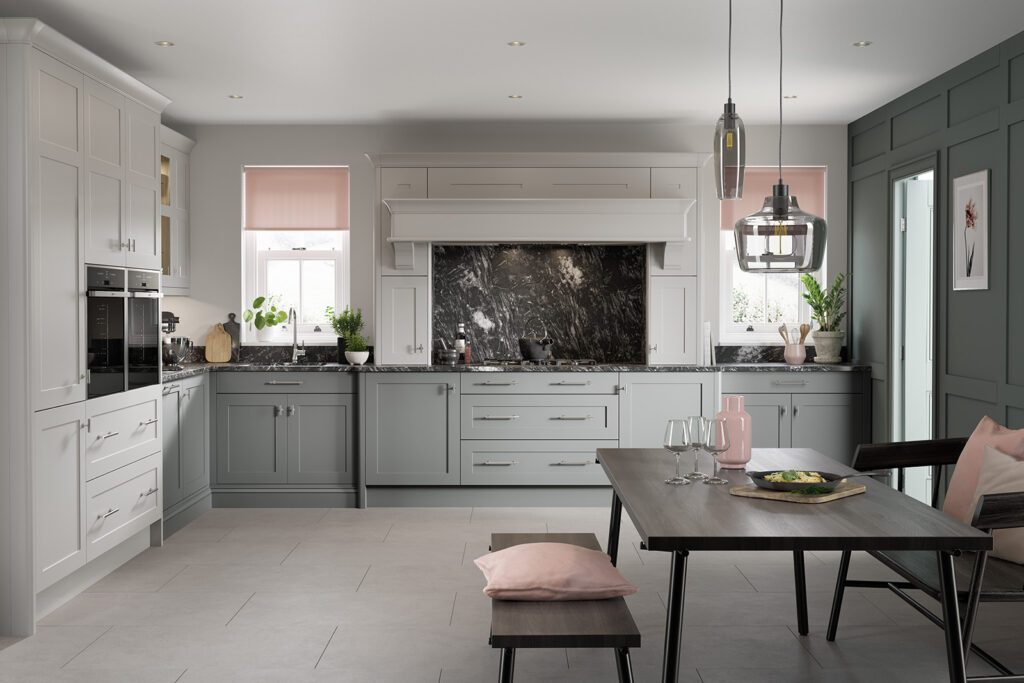 bespoke kitchens Hornchurch -Grey Shaker Open Plan Kitchen 3 | Stanford Design, Upminster