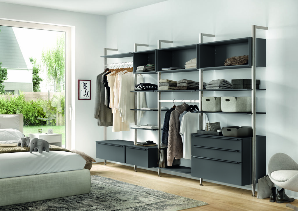 Nobilia Matt Charcoal Open Wardrobe | Herbert Todd