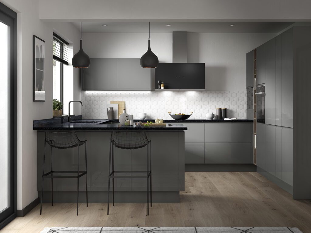 Second Nature Dark Grey Gloss Kitchen | My Dream Kitchen, London