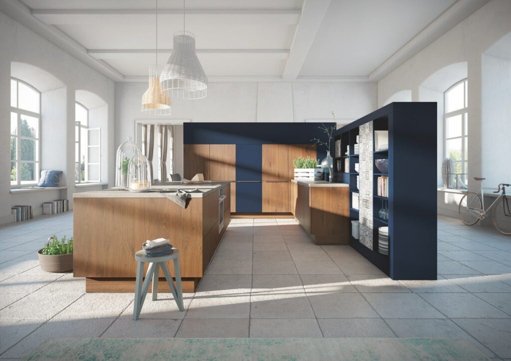 Alno Navy Wood Open Plan Kitchen | Inova Kitchens, Luton