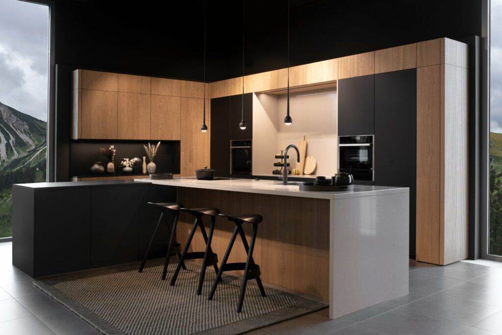 Leicht Matt Black Wood Handleless Kitchen | Inova Kitchens, Luton