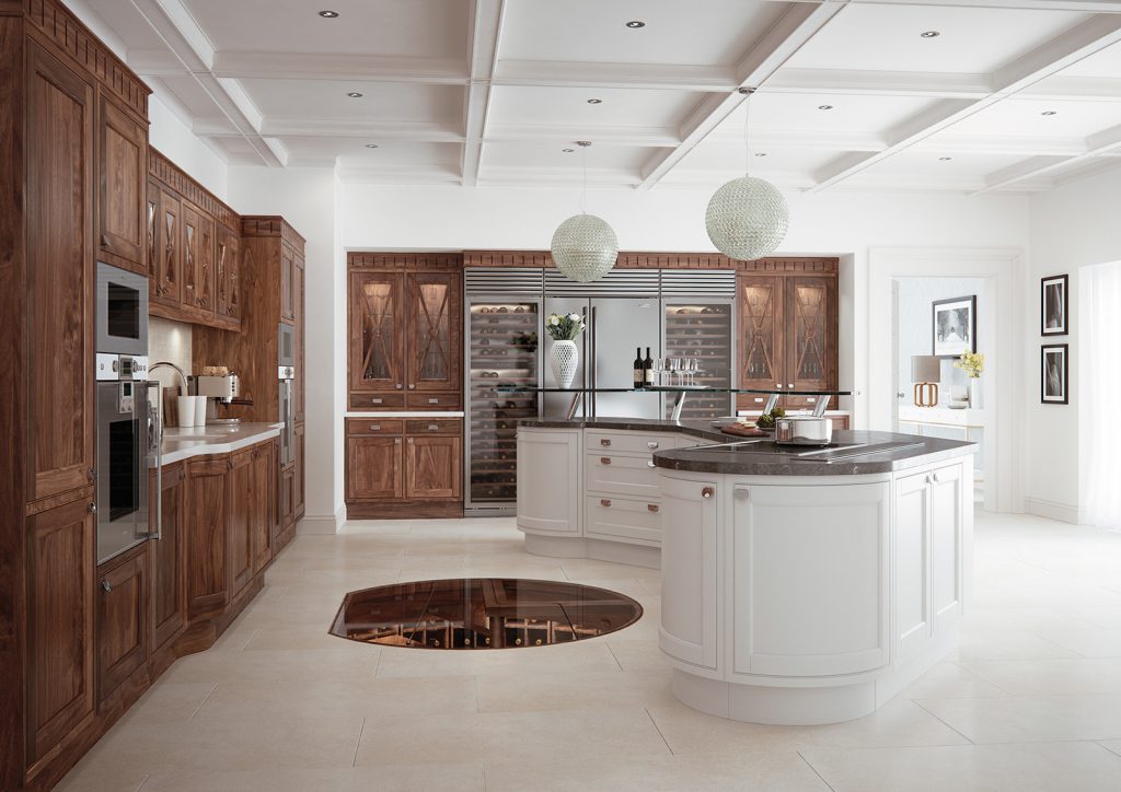 Aisling In Frame Wood Kitchen With Curved Island | Unlimited Kitchens, Nottingham